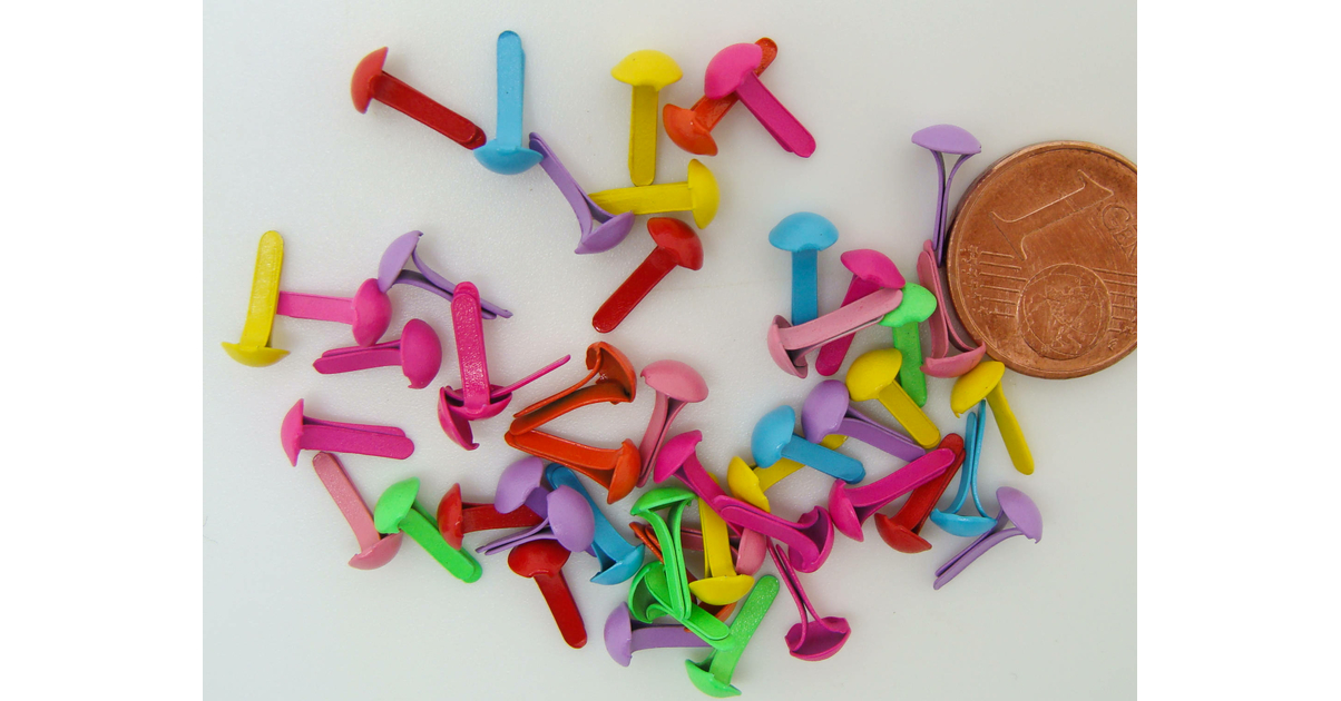 100 Attaches Parisiennes (broches Fendues) Multicolores - En Métal - Pour Scrapbooking, Bricolage, Projets Créatifs